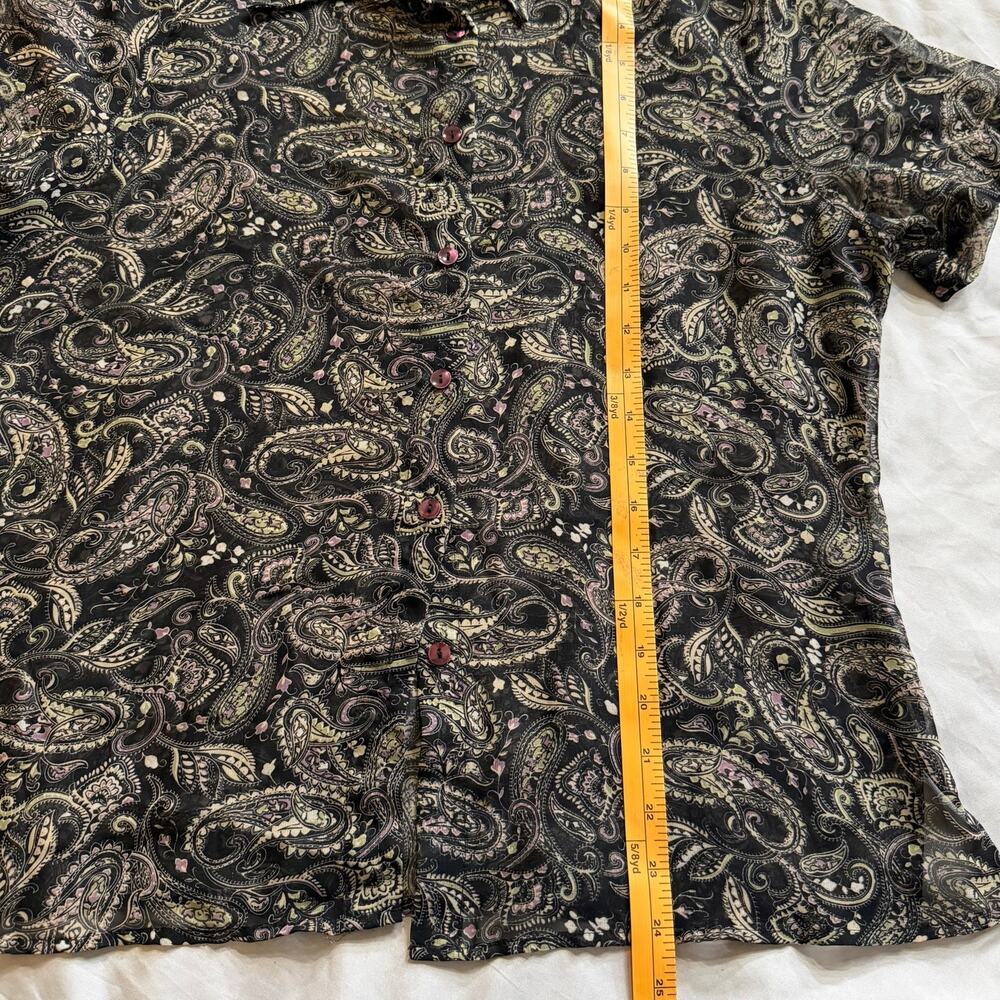Penman’s Sheer Paisley Button Front Blouse Women Approx M Boho Lightweight - Picture 8 of 9